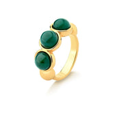 ANEL TRES PEDRAS NATURAIS CABOCHÃO DOURADO